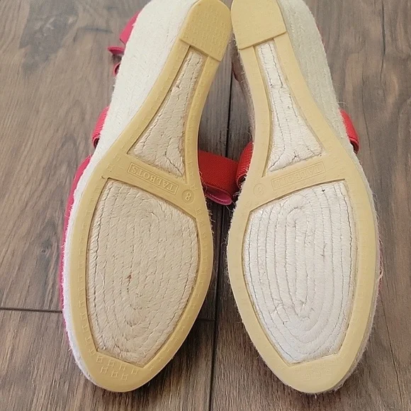 Talbots Lyndsey Red Espadrille Wedge Sandals Women’s Size 8M Canvas Crisscross - Picture 6 of 8